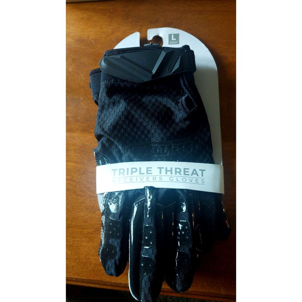 Battle Triple Threat Adult Large Football Receiver Gloves Black NWT Sticky Grip